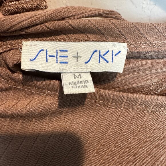 SHE+SKY Mocha Ribbed Tied Back Maternity Mini Dress from Pink Blush - Picture 11 of 12